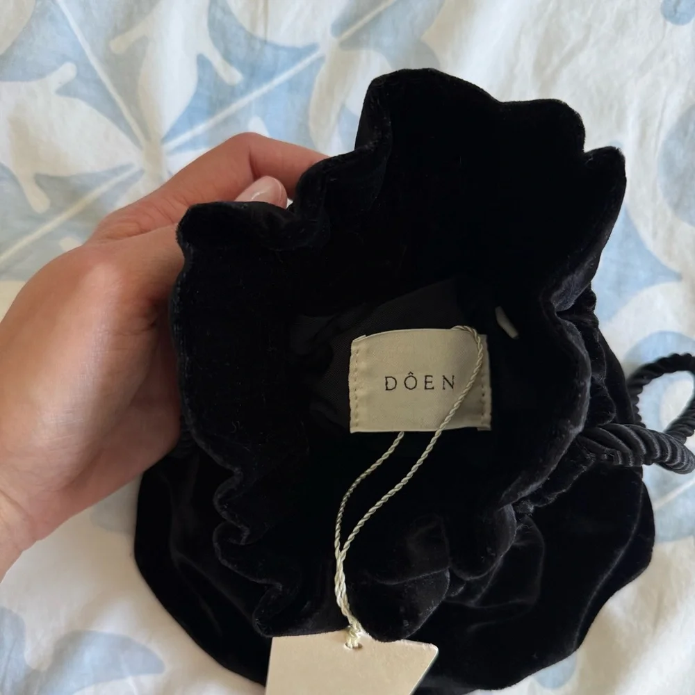 Doen Velvet Black Pouch Purse NWT